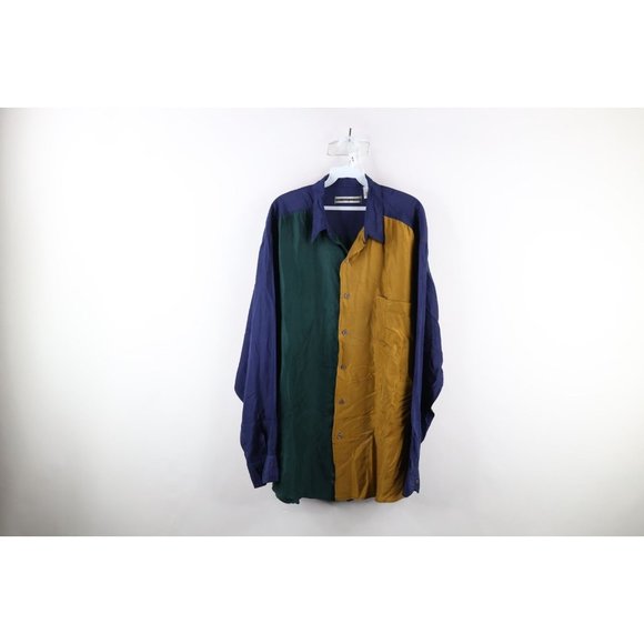 90'S Goouch Multi Stripe Long Sleeve Silk Shirt Men's M Size Vintage /eaa512292